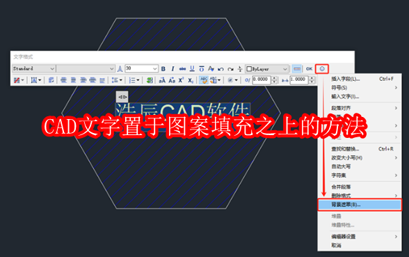 CAD文字置于图案填充之上