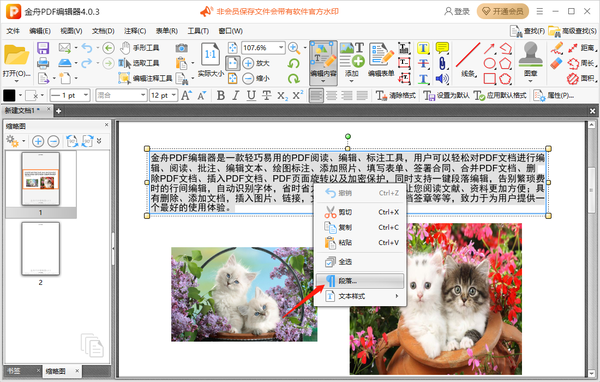 金舟PDF编辑器怎么设置文本行距