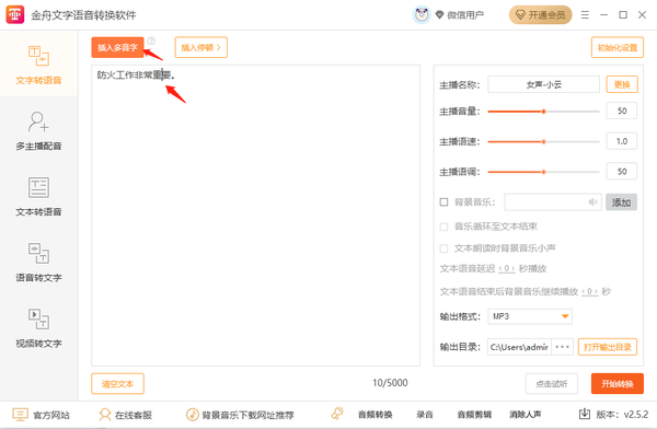 金舟文字语音转换软件怎样正确转换多音字
