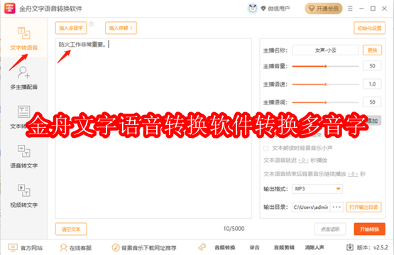 金舟文字语音转换软件怎样正确转换多音字